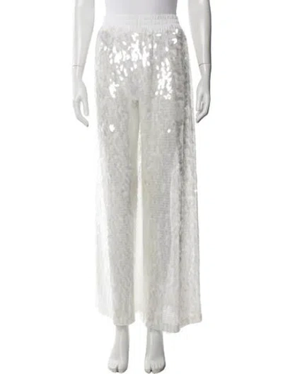 Pre-owned Norma Kamali Patterned Wide Leg Pants W/ Tags In White