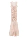 Norma Kamali Fishtail Shirred Long Dress
