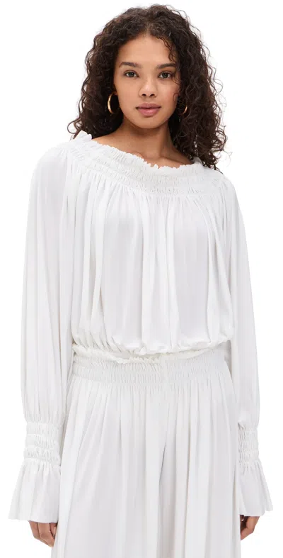 Norma Kamali Shirred Stretch-jersey Bodysuit In White