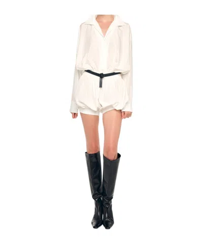 Norma Kamali Peasant Puff Shorts In White