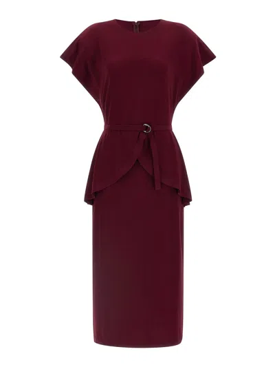 Norma Kamali Peplum Dress In Burgundy