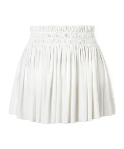 Norma Kamali Pickleball Pleated Jersey Tennis Skirt In White