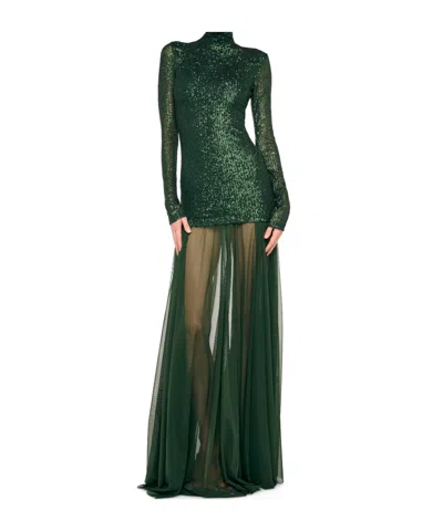 Norma Kamali Pickleball Sequin Mini Dress In Green