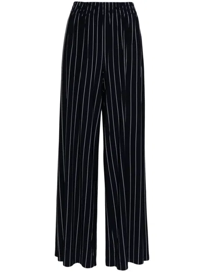 Norma Kamali Pinstripe Flared Trousers In Blue