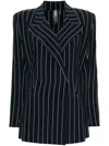 NORMA KAMALI PINSTRIPED DOUBLE-BREASTED JACKET
