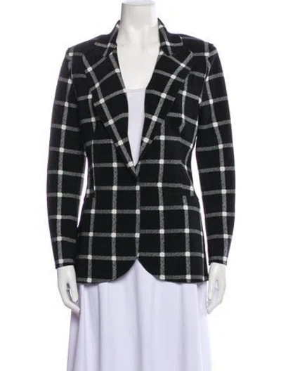Pre-owned Norma Kamali Plaid Print Blazer In Black