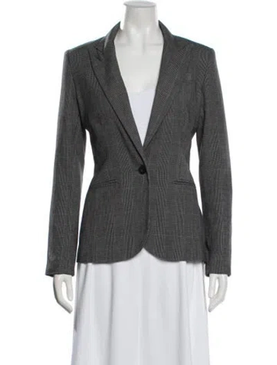 Pre-owned Norma Kamali Plaid Print Blazer In Gray