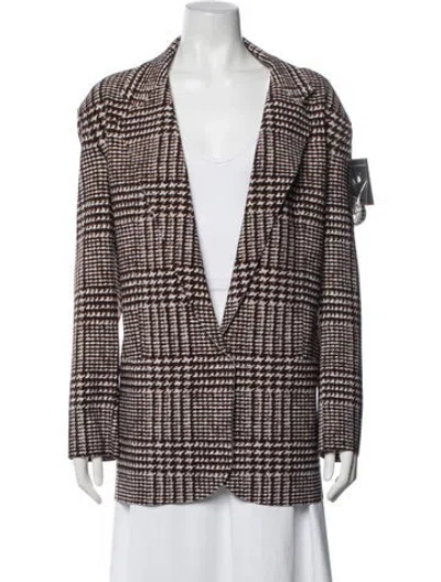 Pre-owned Norma Kamali Plaid Print Blazer W/ Tags In Brown