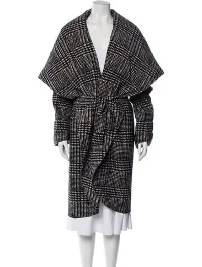 Pre-owned Norma Kamali Plaid Print Coat In Black