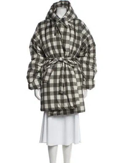 Pre-owned Norma Kamali Plaid Print Down Coat In Multi
