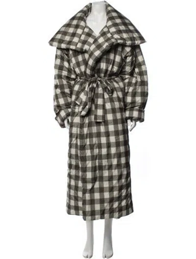 Pre-owned Norma Kamali Plaid Print Down Coat In Multicolor
