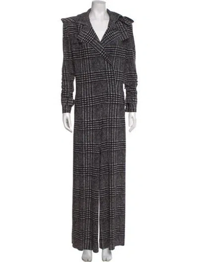 Pre-owned Norma Kamali Plaid Print Jumpsuit In Black