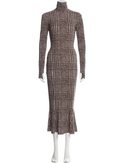 Pre-owned Norma Kamali Plaid Print Long Dress In Brown