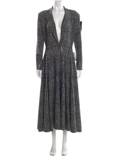 Pre-owned Norma Kamali Plaid Print Long Dress W/ Tags In Black
