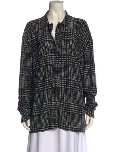 Pre-owned Norma Kamali Plaid Print Long Sleeve Tunic In Black