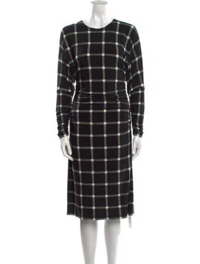 Pre-owned Norma Kamali Plaid Print Midi Length Dress In Black