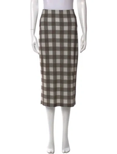 Pre-owned Norma Kamali Plaid Print Midi Length Skirt In Multicolor