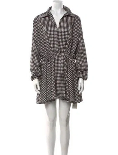 Pre-owned Norma Kamali Plaid Print Mini Dress In Black