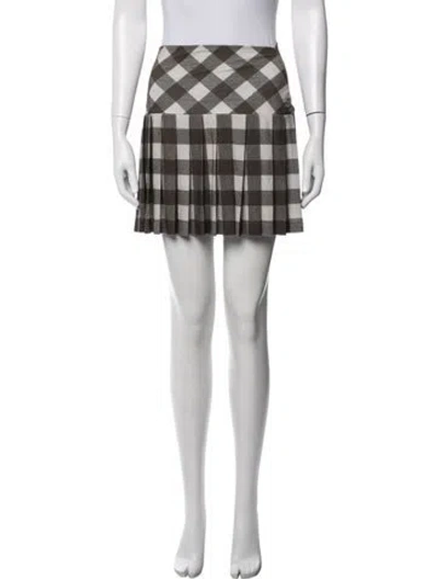 Pre-owned Norma Kamali Plaid Print Mini Skirt In Grey