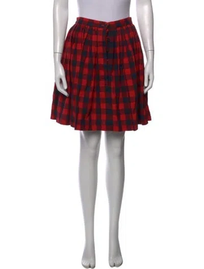Pre-owned Norma Kamali Plaid Print Mini Skirt In Red
