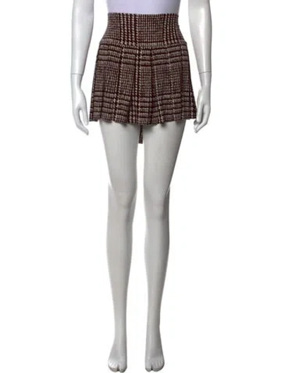 Pre-owned Norma Kamali Plaid Print Mini Skirt W/ Tags In Brown