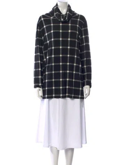 Pre-owned Norma Kamali Plaid Print Turtleneck Top In Black