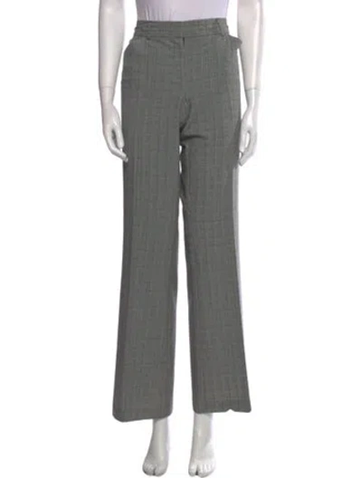 Pre-owned Norma Kamali Plaid Print Wide Leg Pants In Gray