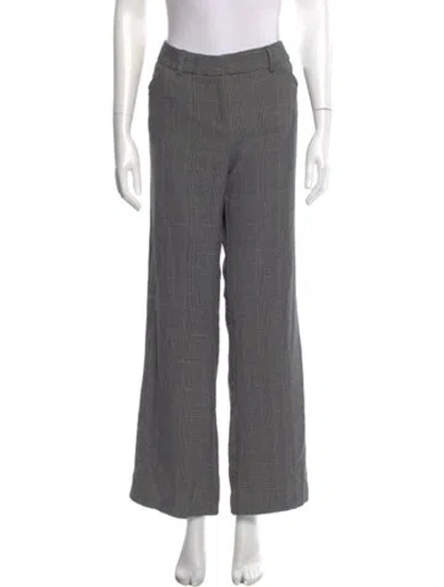 Pre-owned Norma Kamali Plaid Print Wide Leg Pants In Gray