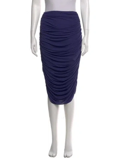 Pre-owned Norma Kamali Pleated Accents Knee-length Skirt In Blue