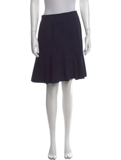 Pre-owned Norma Kamali Pleated Accents Knee-length Skirt In Blue