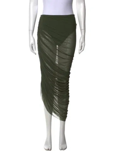 Pre-owned Norma Kamali Pleated Accents Long Skirt In Green