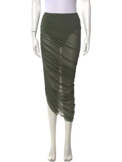 Pre-owned Norma Kamali Pleated Accents Midi Length Skirt In Green