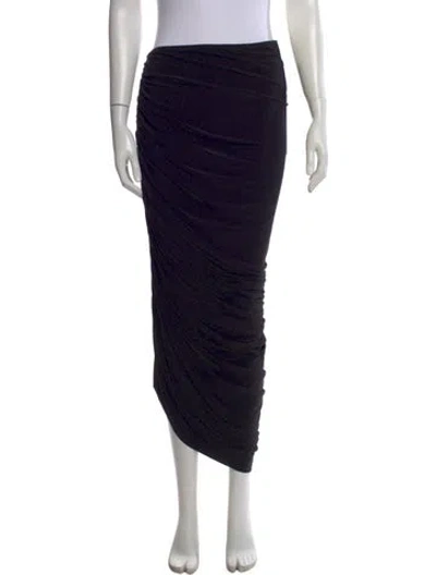 Pre-owned Norma Kamali Pleated Accents Midi Length Skirt W/ Tags In Black