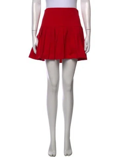 Pre-owned Norma Kamali Pleated Accents Mini Skirt In Red