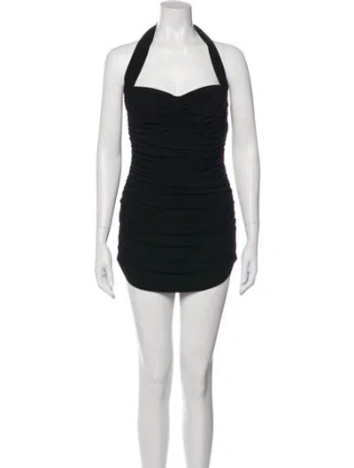 Pre-owned Norma Kamali Pleated Accents One-piece In Black