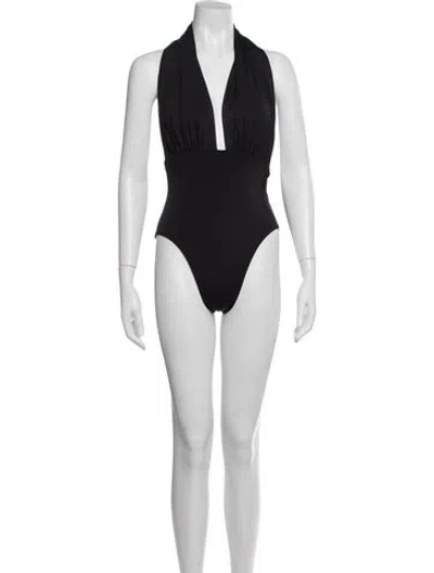 Pre-owned Norma Kamali Pleated Accents One-piece W/ Tags In Black
