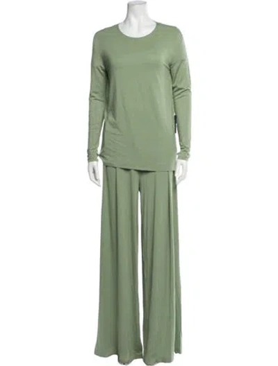 Pre-owned Norma Kamali Pleated Accents Pant Set W/ Tags In Green