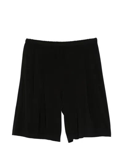 Norma Kamali Pleated Bermuda Shorts In Black
