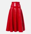 Norma Kamali Pleated Faux Leather Midi Skirt In Red