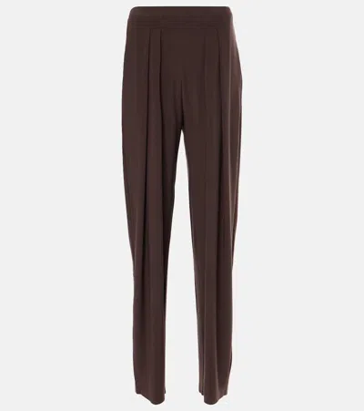 Norma Kamali Pleated High-rise Tapered Pants In Brown