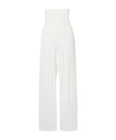 Norma Kamali Pleated High-waisted Trousers In White