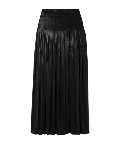 Norma Kamali Pleated Maxi Skirt In Black