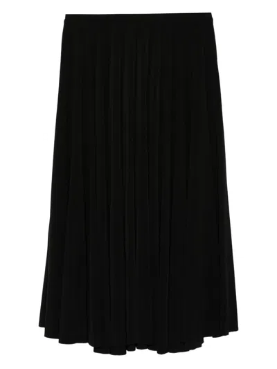 Norma Kamali Pleated Midi Skirt In Black