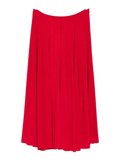 Norma Kamali Pleated Midi Skirt In Red
