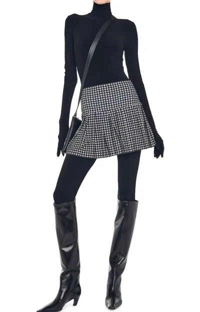 Norma Kamali Pleated Mini Skirt In Large Houndstooth