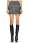 Norma Kamali Printed Pleated Short Skirt In Large Houndstooth