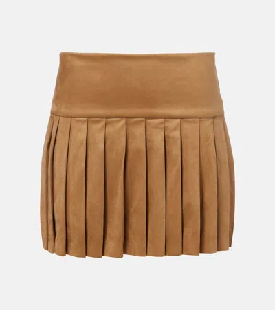 Norma Kamali Pleated Brushed Mini Skirt In Brown