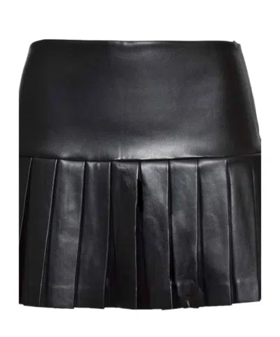 Norma Kamali Flared Mini Skirt With Pleated Hem In Black