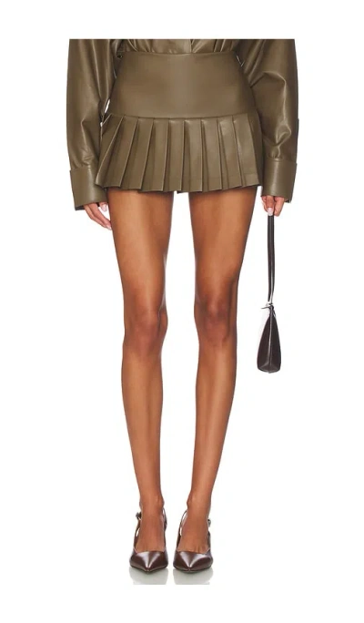 Norma Kamali Pleated Pickleball Skirt In Brown
