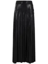 Norma Kamali Pleated Long Skirt With Slit In Black